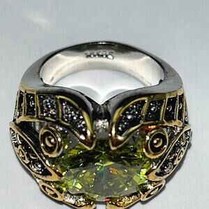 18k Gold Electroplated Peridot Tourmaline Color Ring